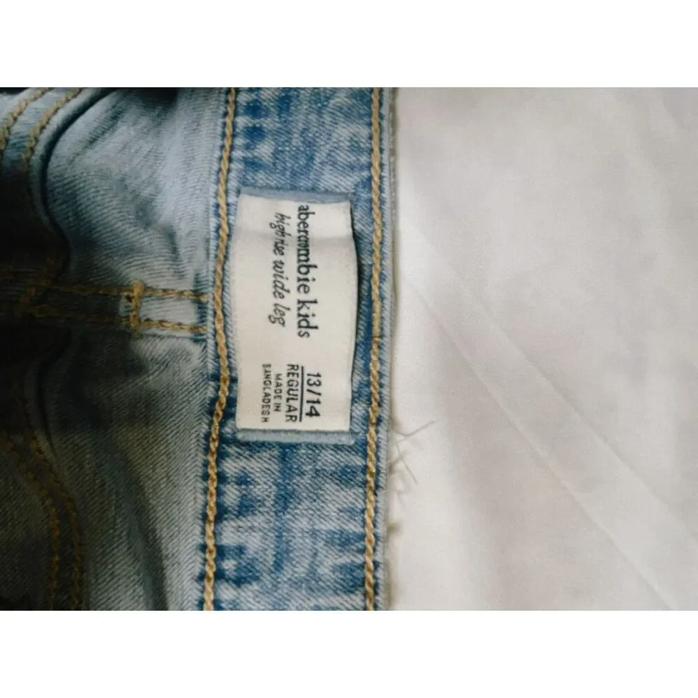 Abercrombie Kids High Rise Wide Leg Jeans Girls Size 13/14 Regular Light Wash